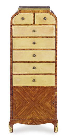 A FRENCH KINGWOOD, ROSEWOOD AND LEATHER CARTONNIER**,