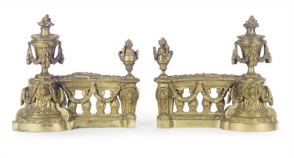 A PAIR OF FRENCH ORMOLU CHENETS,