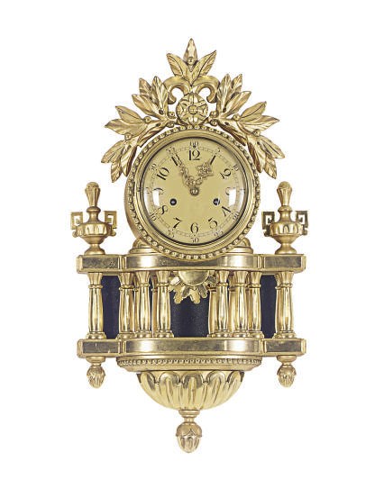 A SWEDISH GILTWOOD AND GILT-METAL WALL CLOCK,