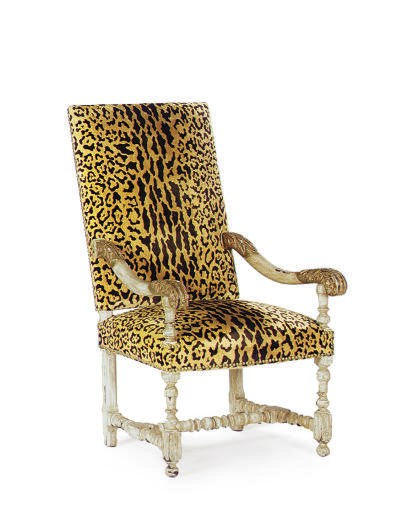 A CREAM-PAINTED AND PARCEL-GILT FAUTEIL,