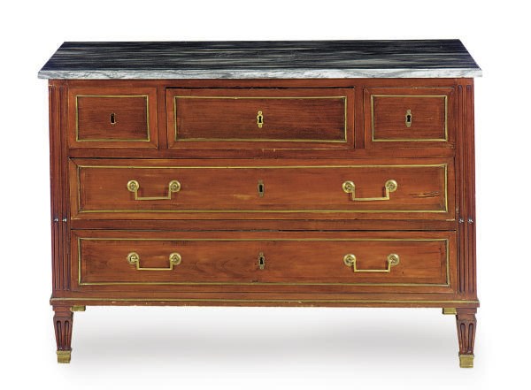 A DIRECTOIRE BRASS MOUNTED MAHOGANY COMMODE,