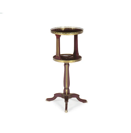 A FRENCH ORMOLU AND BRASS-MOUNTED MAHOGANY TWO-TIER GUERIDON,