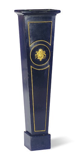 A CONTINENTAL GILT-METAL MOUNTED EBONIZED PEDESTAL,