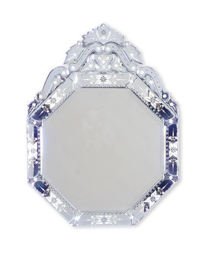 A VENETIAN ETCHED GLASS MIRROR,
