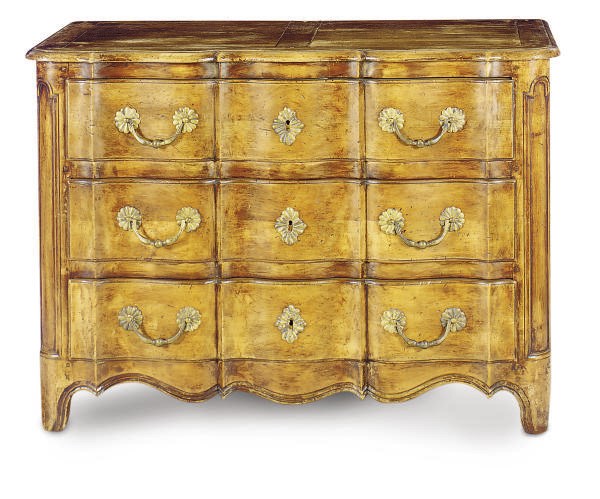 A FRENCH PROVINCIAL STYLE WALNUT COMMODE,