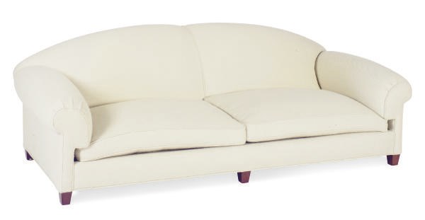 A WHITE WOVEN WOOL UPHOLSTERED SOFA,