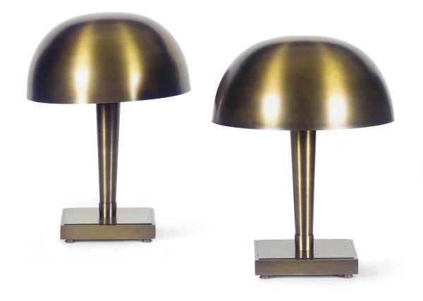 A PAIR OF BRASS TABLE LAMPS,