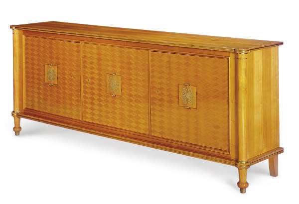 A FRENCH ART DECO GILT-BRONZE MOUNTED FRUITWOOD AND PARQUETRY SIDE CABINET**,