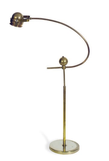A BRASS AND CHROME FLOOR LAMP,