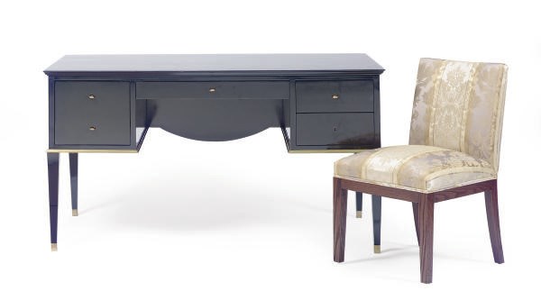 AN EBONIZED AND BRASS-MOUNTED BUREAU PLAT,