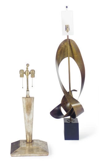 TWO SCULPTURAL TABLE LAMPS,