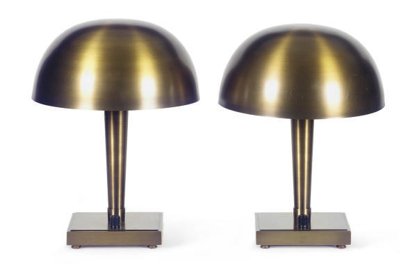 A PAIR OF BRASS TABLE LAMPS,