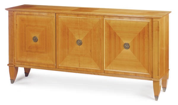 A PATINATED-BRONZE MOUNTED FRUITWOOD SIDE CABINET,