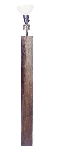 A STAINED-OAK FLOOR LAMP,