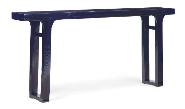 AN EBONIZED ALTAR TABLE,