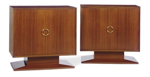 A PAIR OF FRENCH ROSEWOOD AND BRASS SIDE CABINETS**,