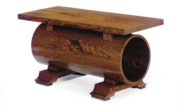 A STAINED OAK COFFEE TABLE,