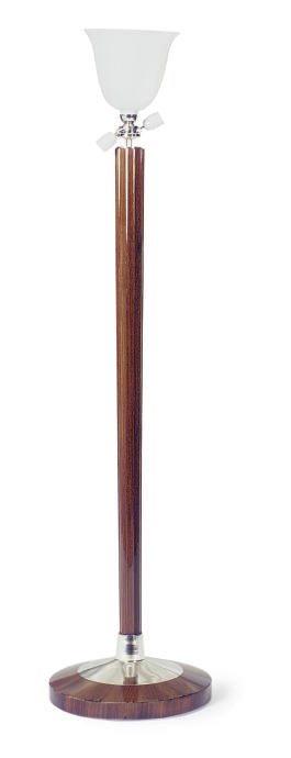 A CHROMED-METAL MOUNTED ROSEWOOD FLOOR LAMP**,