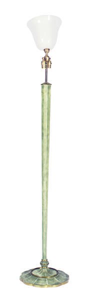 AN ENAMELED METAL FLOOR LAMP,