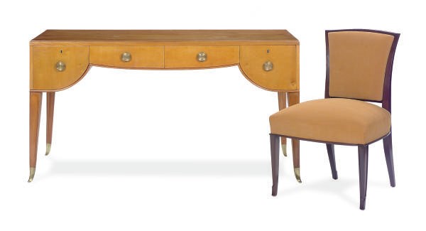A FRENCH ART DECO GILT-BRONZE MOUNTED FRUITWOOD DESK,