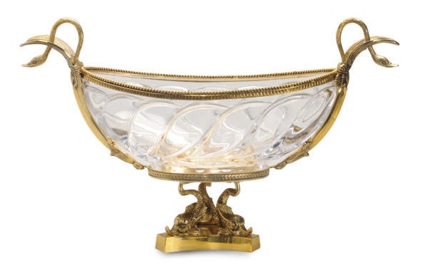 A GILT-BRONZE MOUNTED MOLDED-GLASS BOWL,