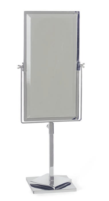 A CHROME MOUNTED DRESSING MIRROR,
