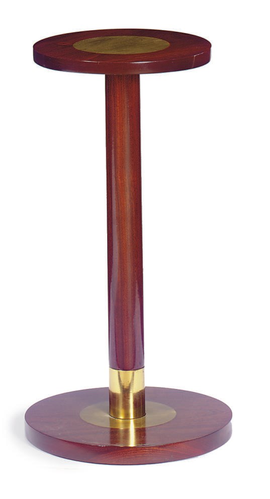 A MAHOGANY AND BRASS SMOKING STAND,