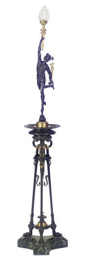 A PATINATED AND GILT-BRONZE FIGURE OF MERCURY,