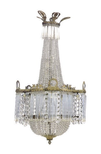 A FRENCH ORMOLU AND CUT-GLASS CHANDELIER,
