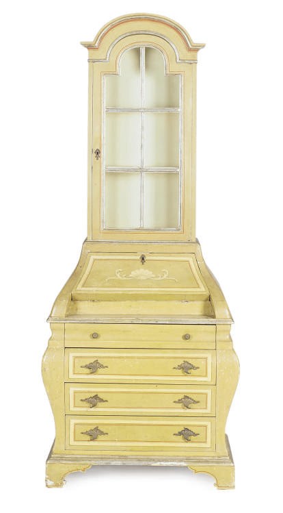 AN ITALIAN POLYCHROME-PAINT DECORATED BUREAU BOOKCASE,
