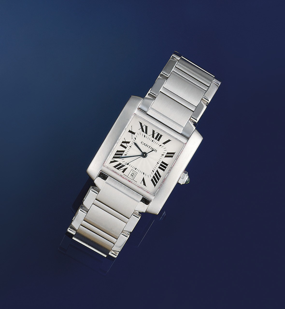 A stainless steel automatic "Tank Francaise" wristwatch, by Cartier