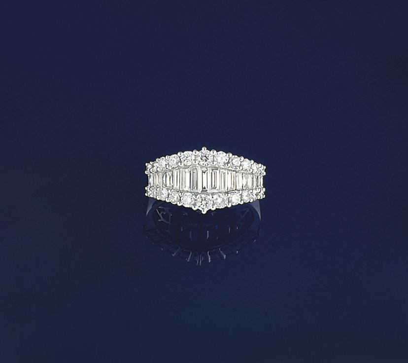 A diamond half hoop ring