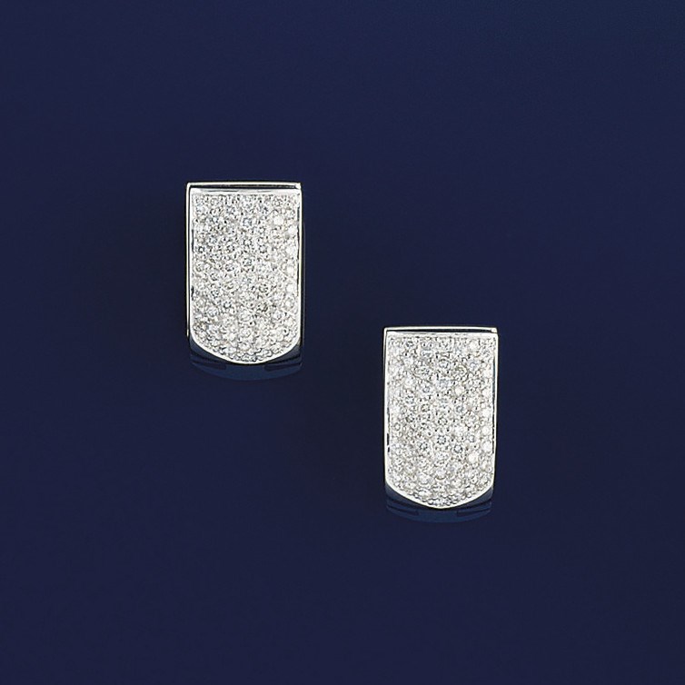 A pair of diamond earclips