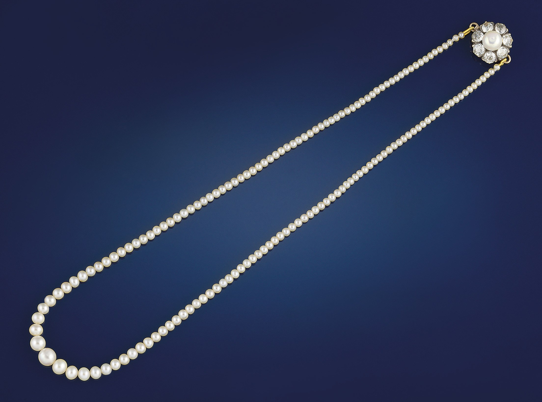 A cultured pearl and diamond necklace