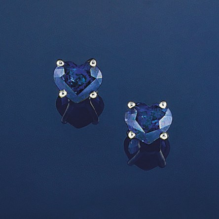 A pair of sapphire single stone earstuds