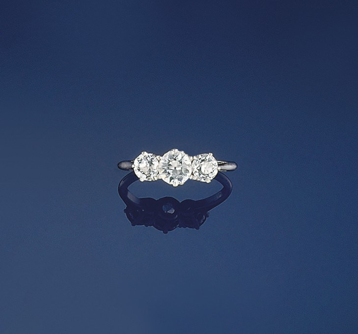 A diamond three stone ring