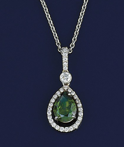 A demantoid garnet and diamond pendant