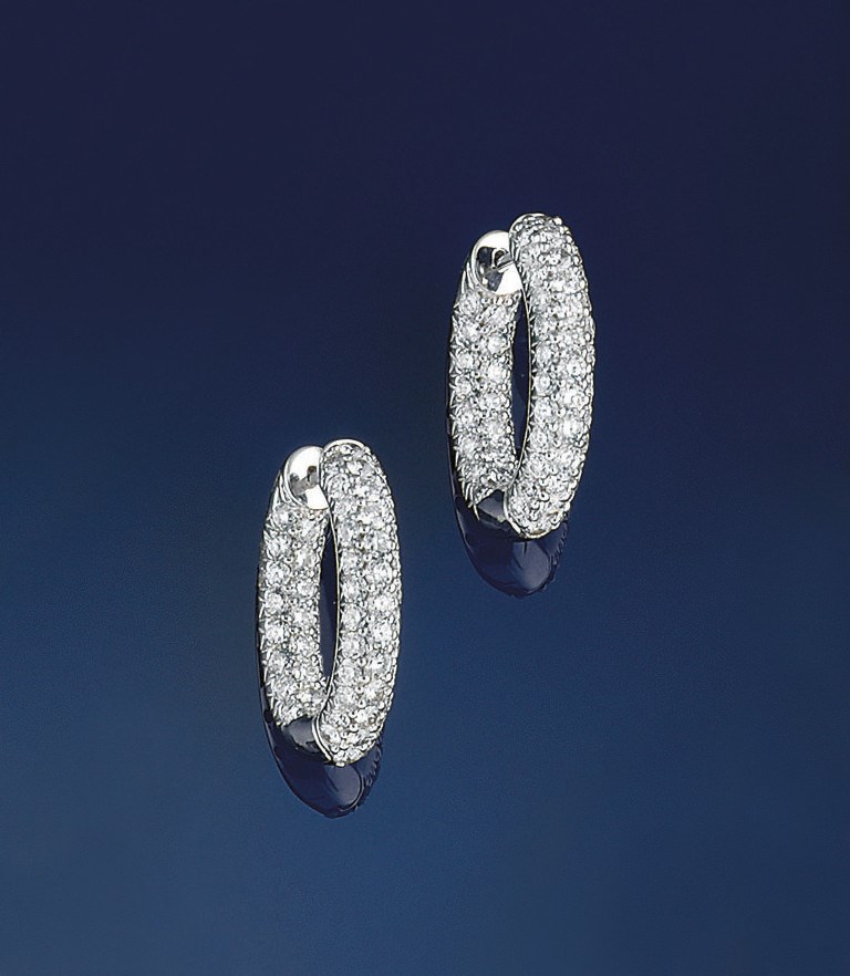 A pair of diamond earrings