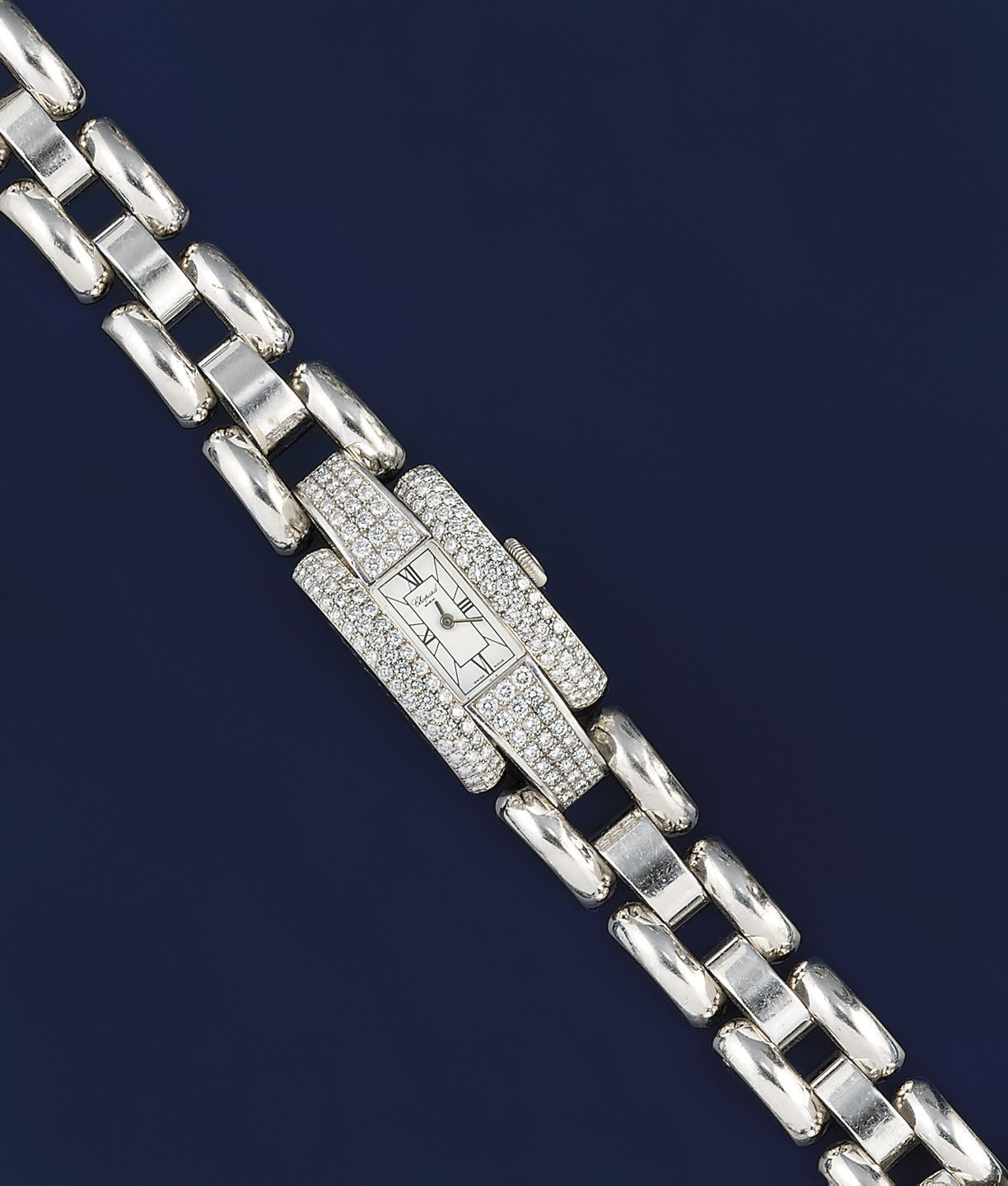 An 18ct. white gold and diamond quartz "La Strada" wristwatch, by Chopard