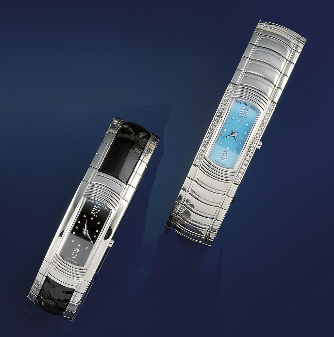 Two lady's stainless steel quartz wristwatches, by Mauboussin