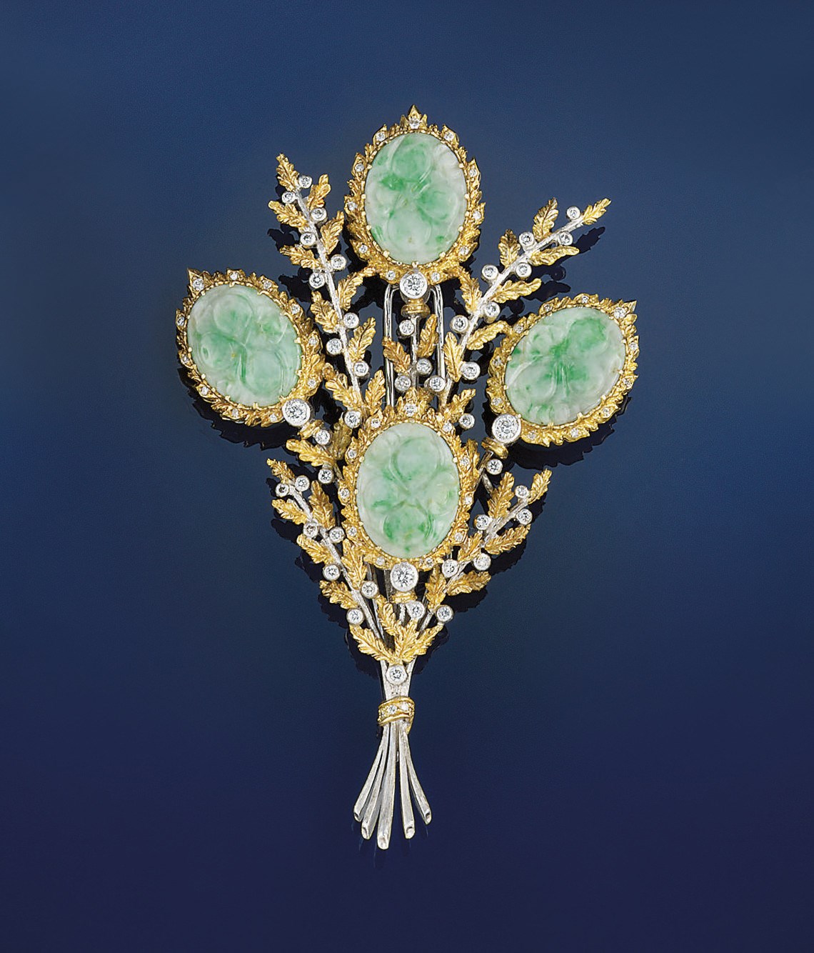 A jadeite and diamond brooch, by Buccellati