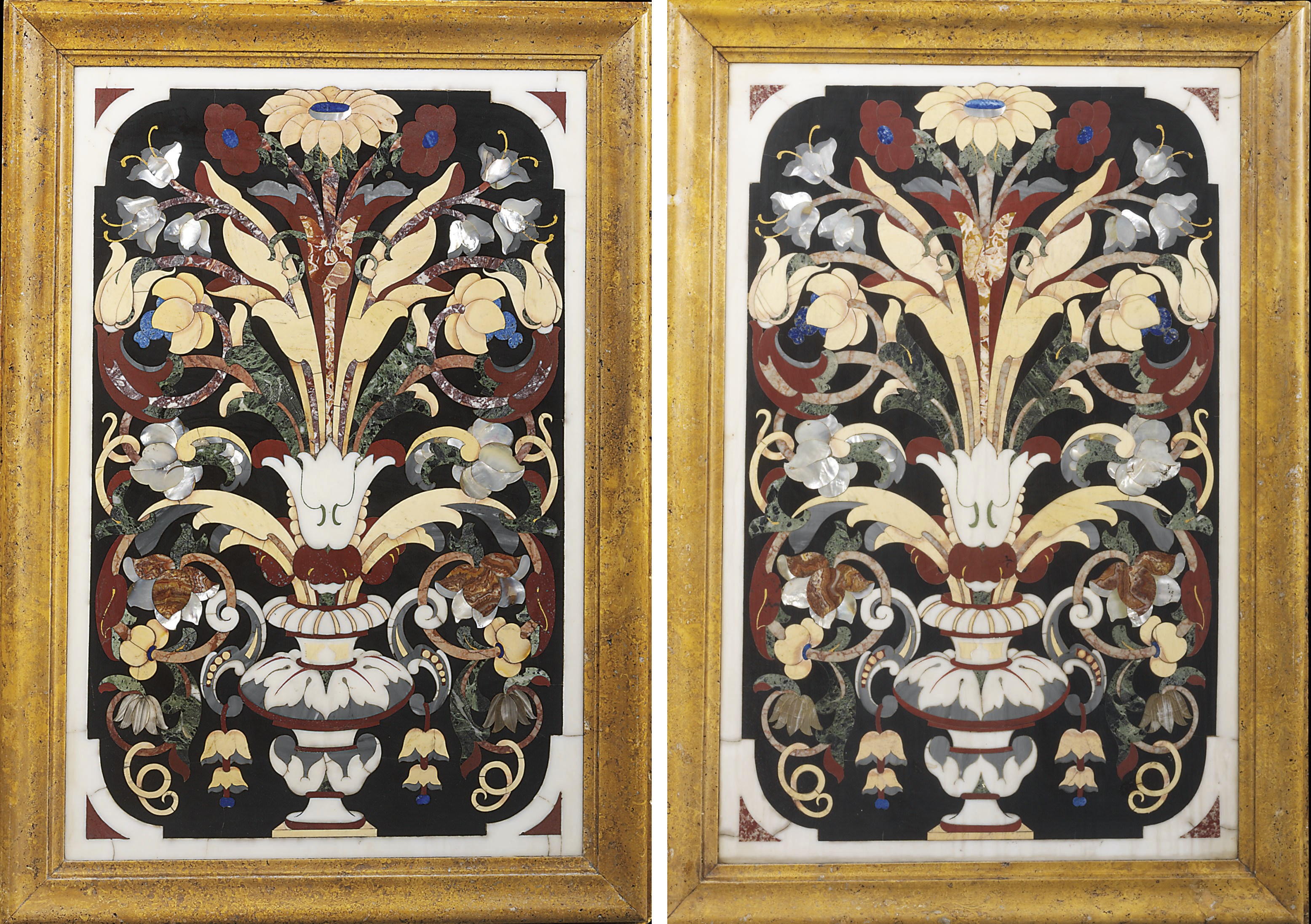 A PAIR OF ITALIAN PIETRA DURA PANELS