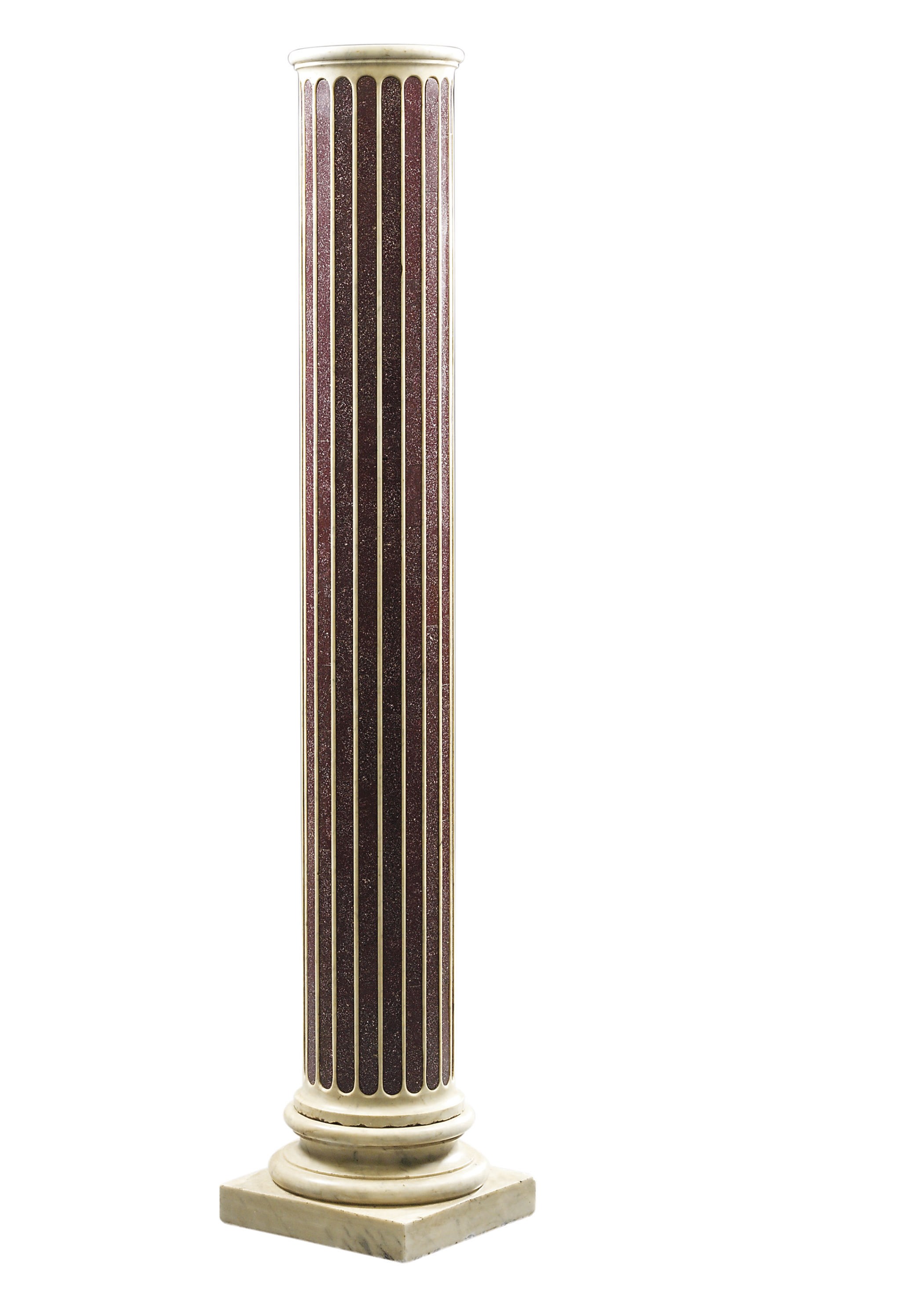 AN ITALIAN PORPHYRY AND WHITE MARBLE COLUMN