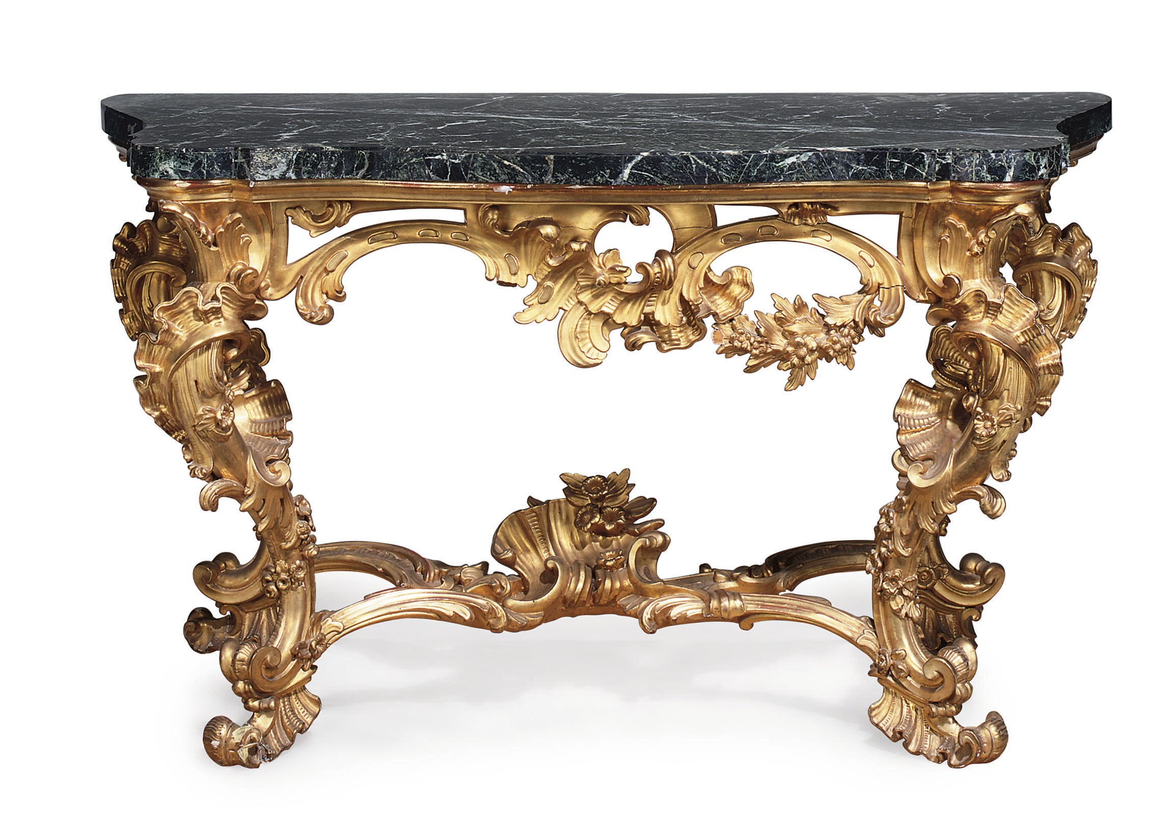 AN ITALIAN GILTWOOD CONSOLE TABLE