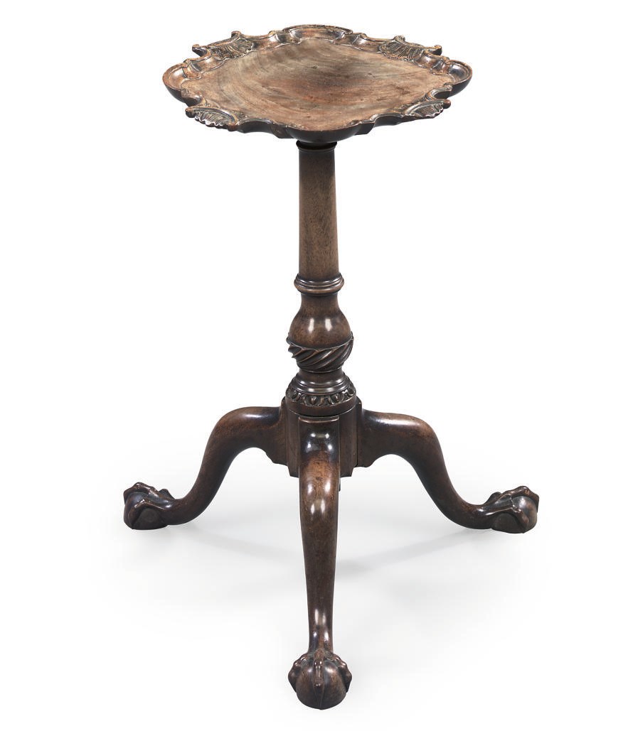 A GEORGE III MAHOGANY TRIPOD KETTLE-STAND