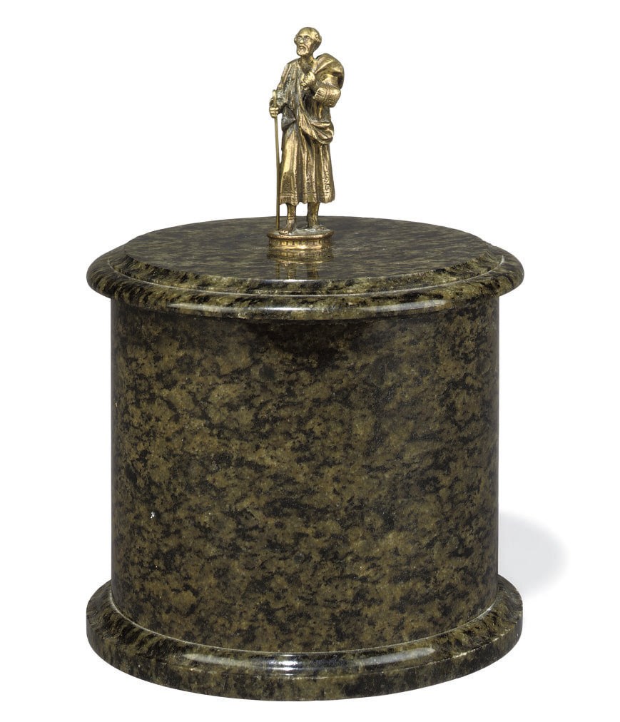 A SWEDISH GILT-METAL-MOUNTED GREEN GRANITE TOBACCO-BOX