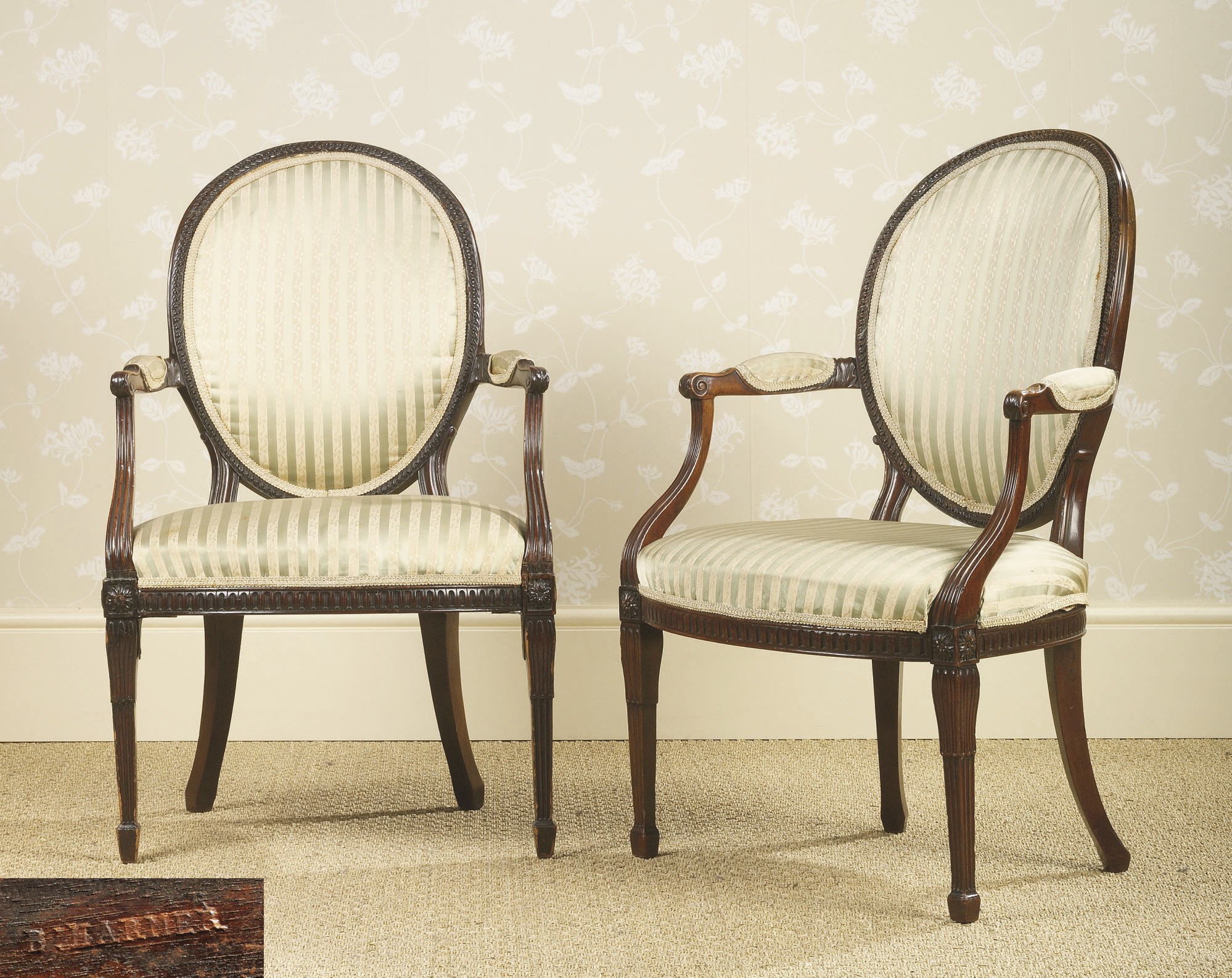 A PAIR OF GEORGE III MAHOGANY ARMCHAIRS