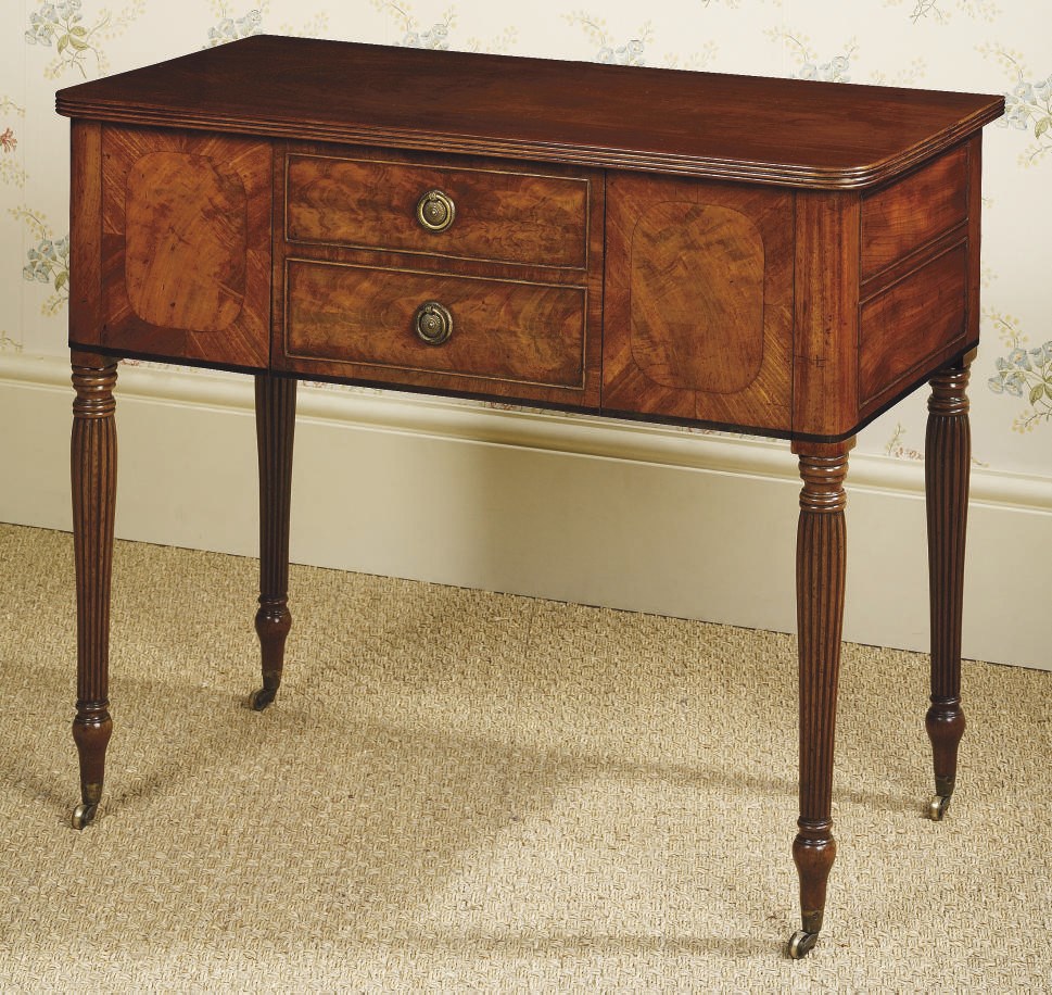 A REGENCY MAHOGANY BEDSIDE CUPBOARD