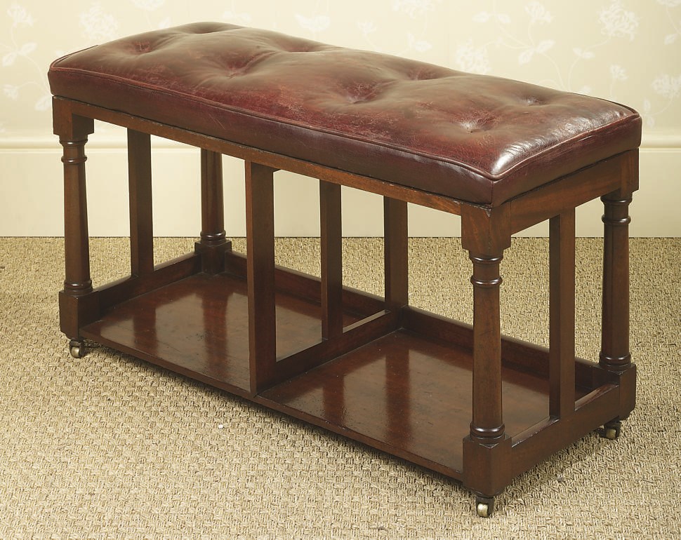 AN EARLY VICTORIAN MAHOGANY 'DUET' STOOL