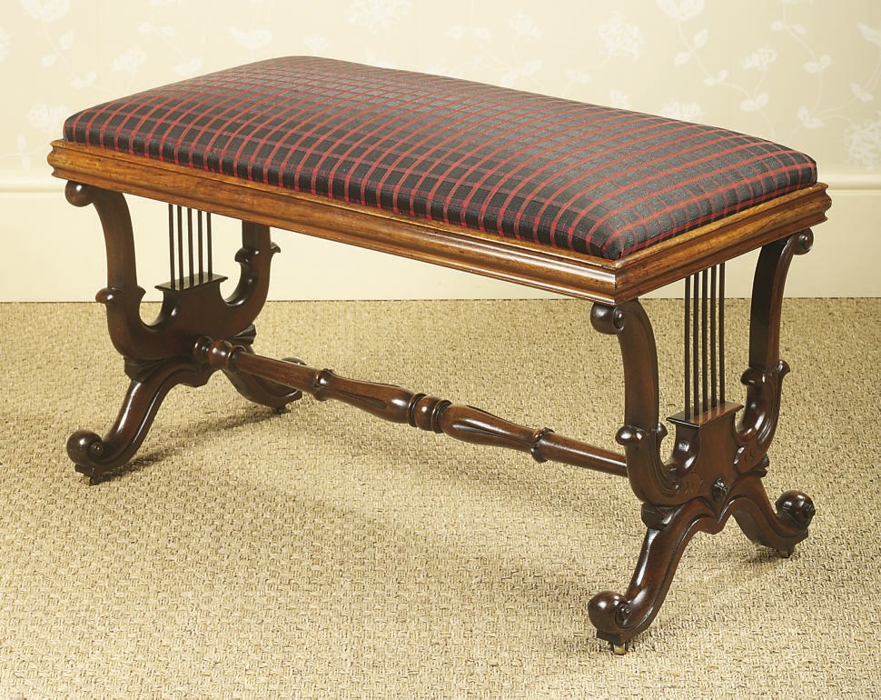 AN EARLY VICTORIAN ROSEWOOD STOOL